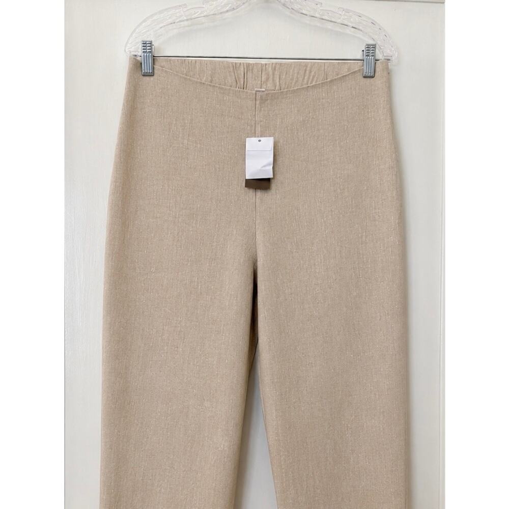 J.Jill Linen Stretch Pull-On Ankle Pants Button Hem Tan Beige Size Medium NWT - Picture 3 of 6
